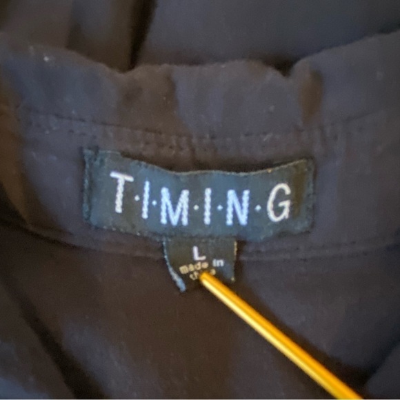 TIMING women's tag size Large button front Black sleeveless midi dress - Picture 7 of 7